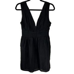 Paraella Dress Medium Blk Deep V Neck & Back Lined Side Zip Mini Y2K Minimalist